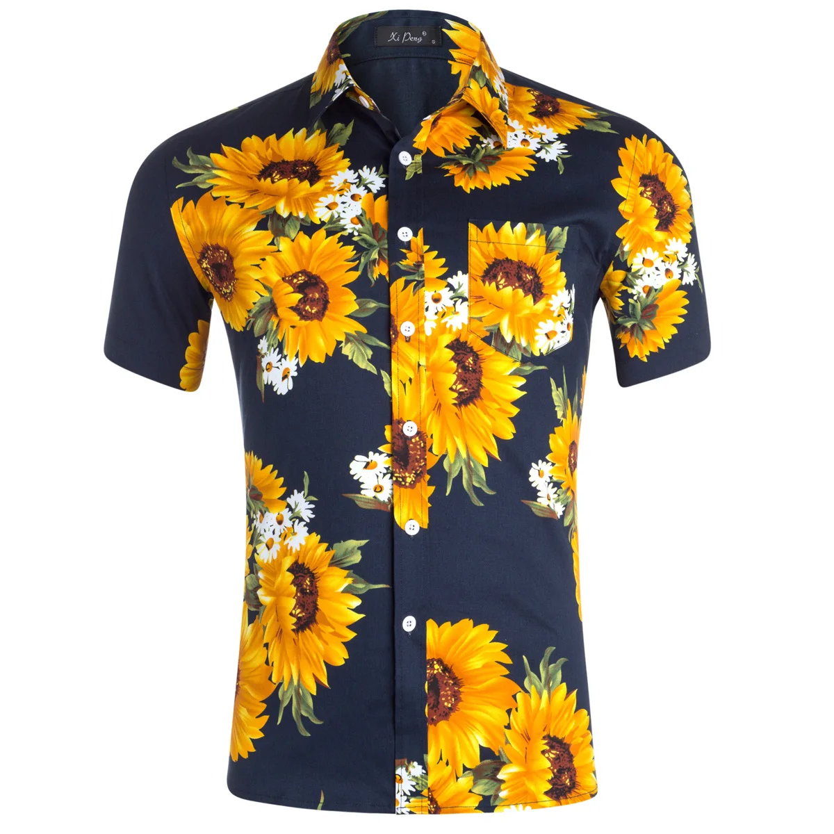 

Men Sunflower Shirt 2020 Summer Classic Printed Beach Hawaii Shirts Lapel Short Sleeve Casuall Buttons Shirt Tops