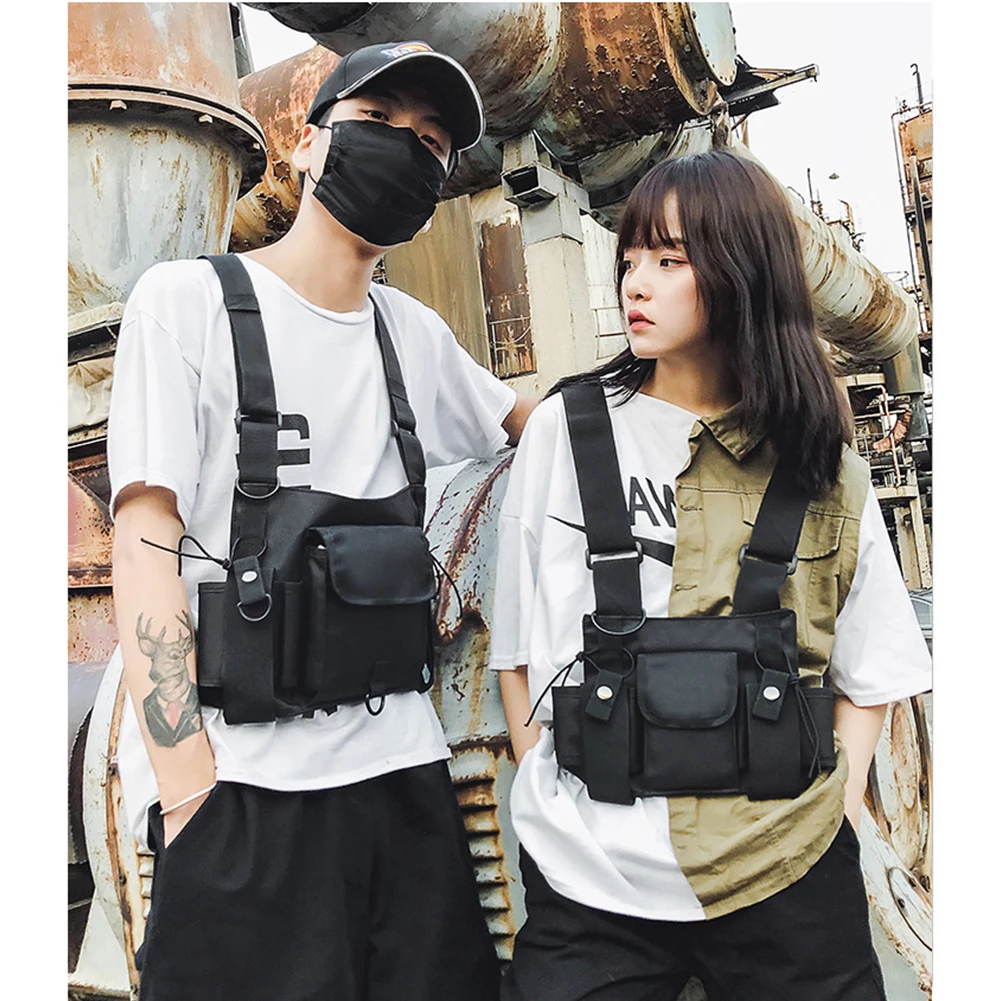 Сумка для жилета нагрудная сумка в стиле хип-хоп несколько карманов с плечевым