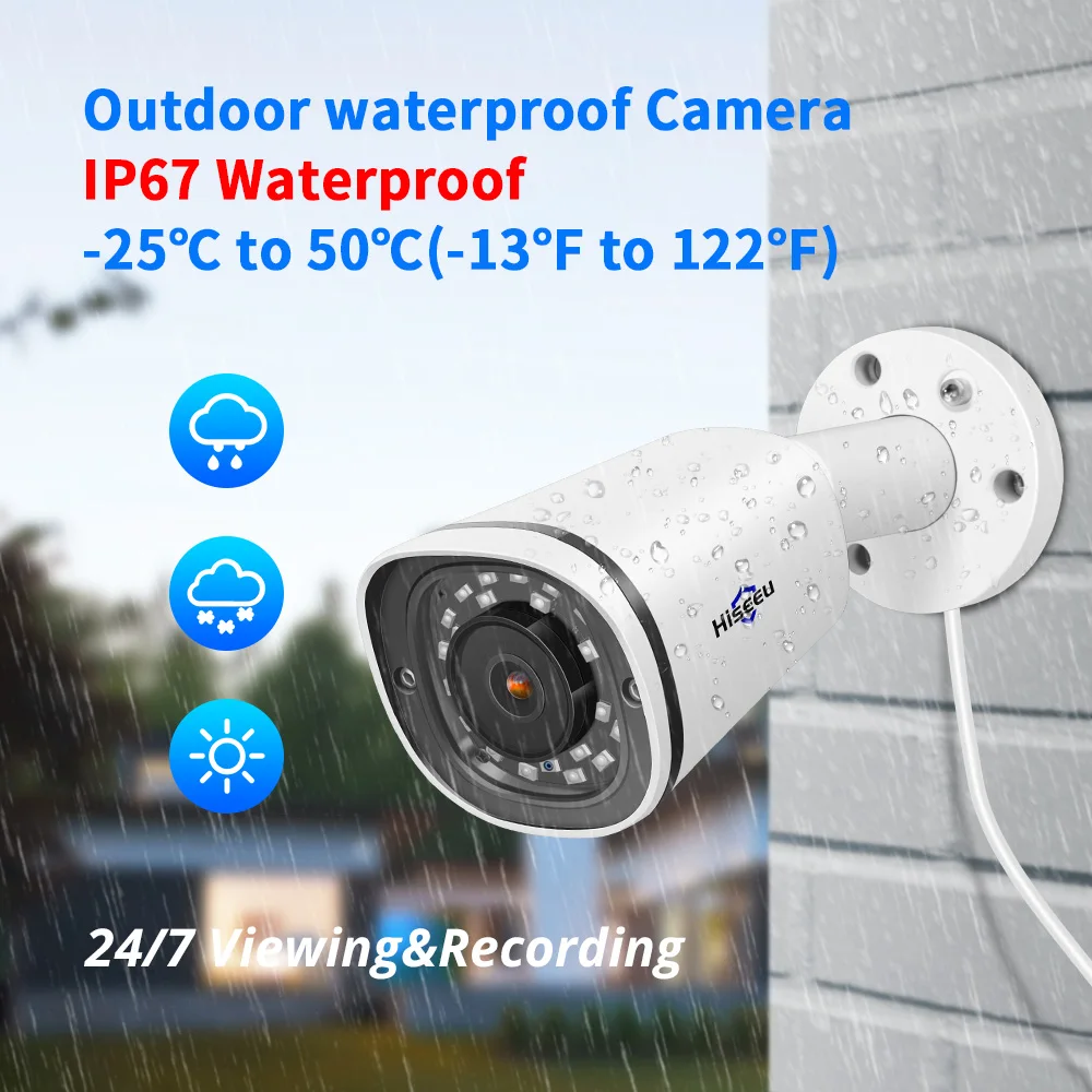 Hiseeu 4K POE ip-камера система 8CH NVR 8MP наружная Водонепроницаемая POE камера H.265 CCTV комплект видеонаблюдения