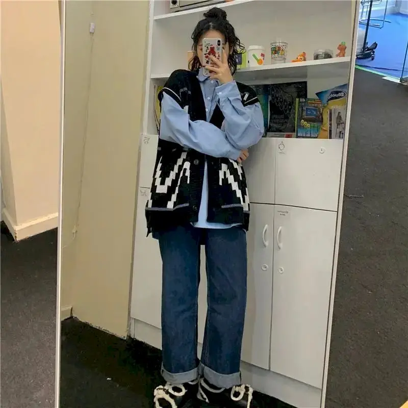 Вязаный жилет в стиле ретро с V-образным вырезом Осень-зима новый стиль Женский