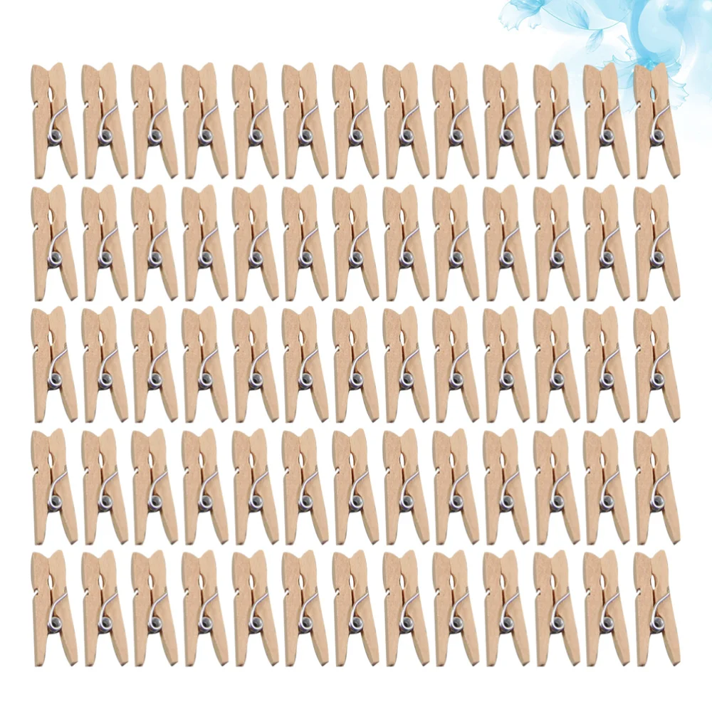 

100pcs Mini Photo Clamps Wooden Clips Burlywood Wood Clamps for Memos Cards Photo Storing Size 4