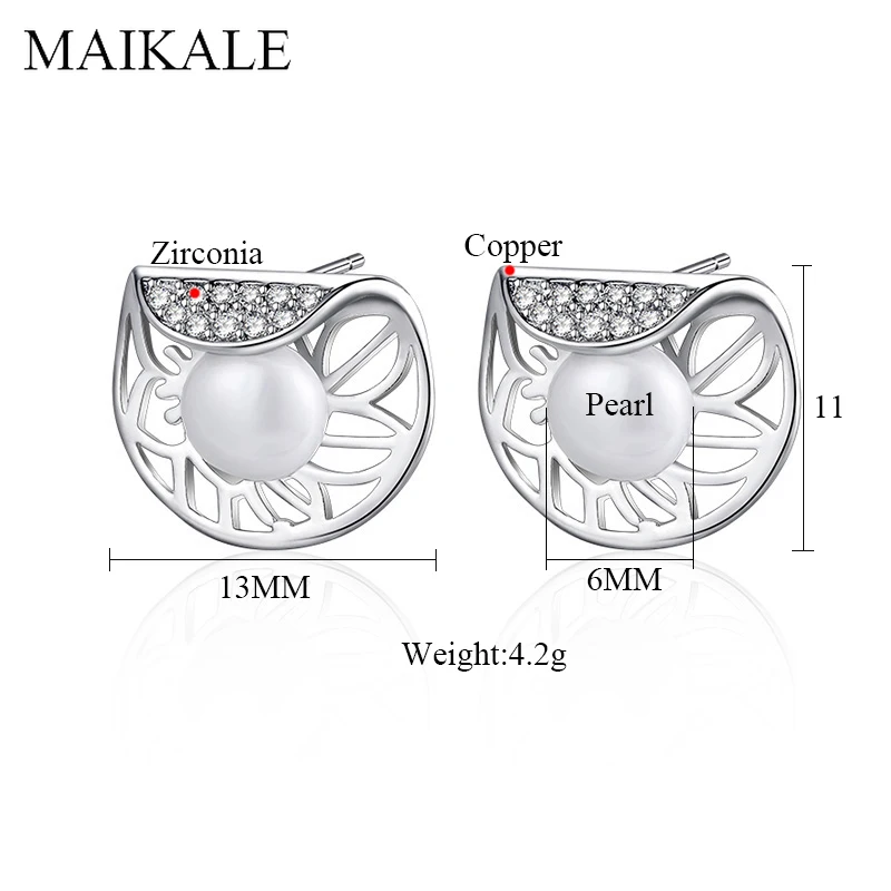 Женские круглые серьги-гвоздики MAIKALE серебристые геометрические серьги с