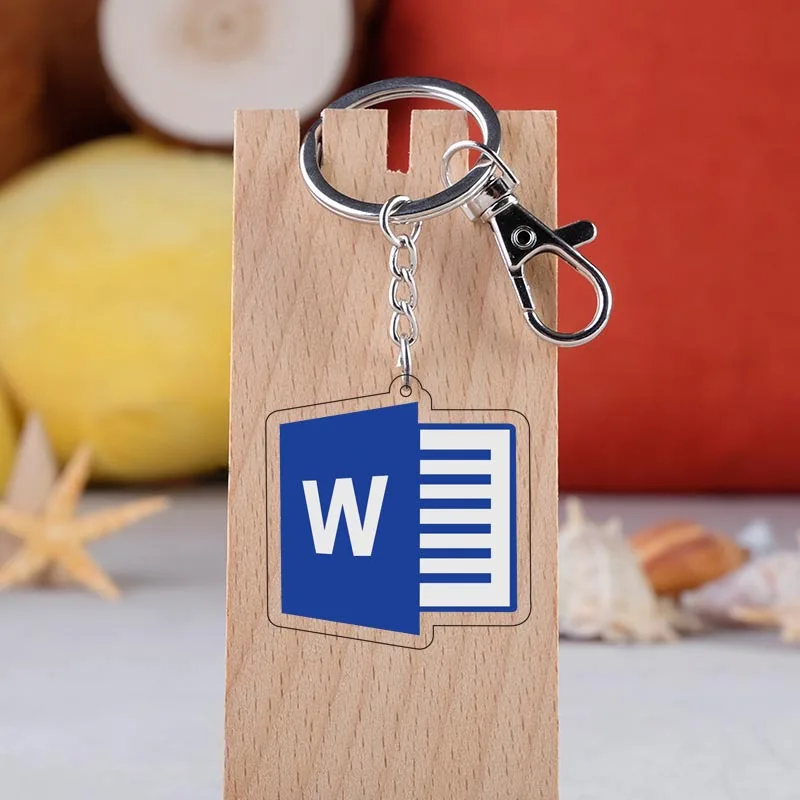 Брелок для ключей с изображением знака офисного программного обеспечения