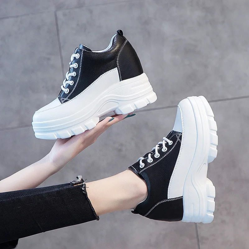 

Ladies increase 8cm spring new Korean version of the student's wild genuine leather thick-soled sneakers women ZY-01