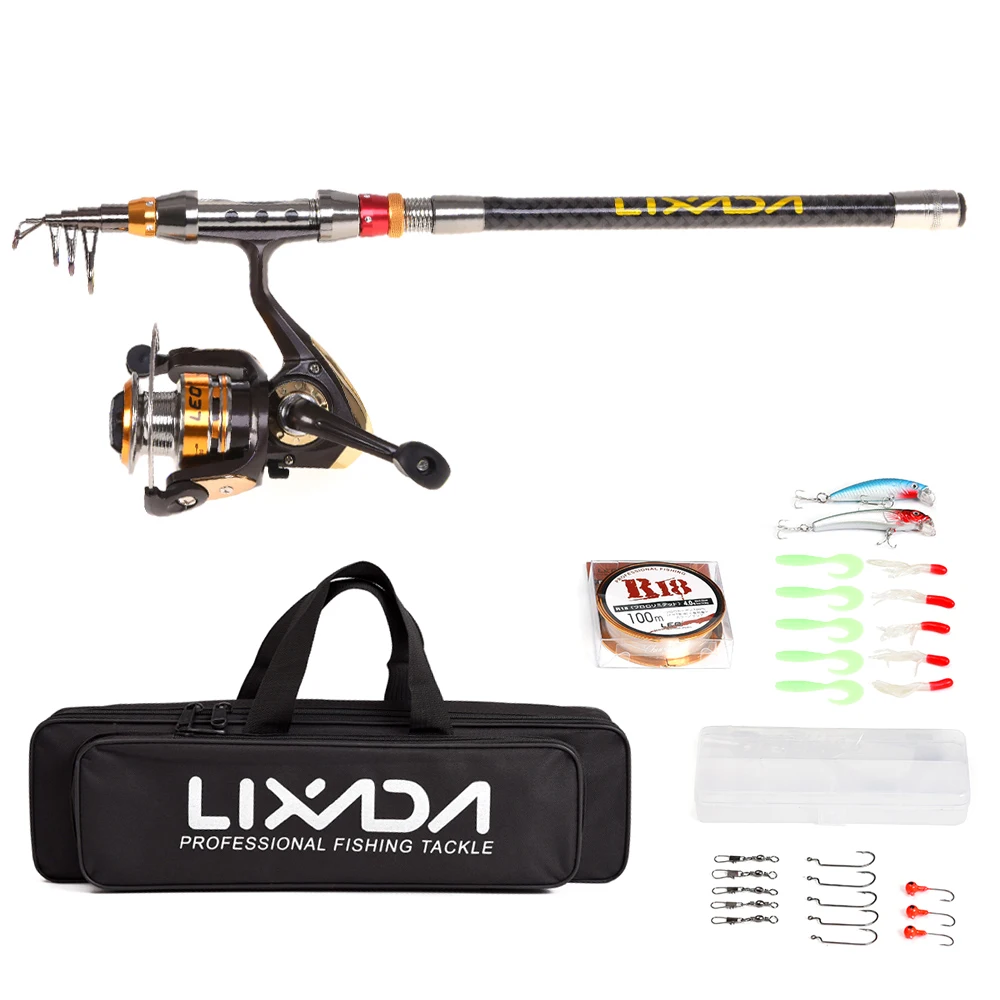 Телескопическая Рыболовная катушка Lixada комбинированный комплект из углеродного