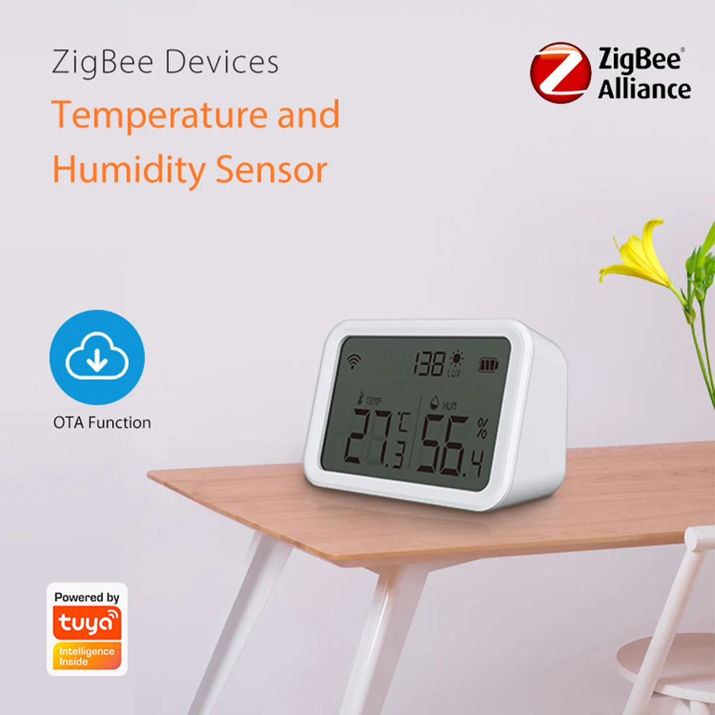 

Tuya Wifi Zigbee Temperature Humidity Sensor Lux Light Detector Indoor Hygrometer Thermometer With LCD Screen Work Tuya Hub