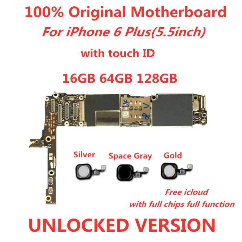 Оригинальная материнская плата SamuelT для iphone 6 Plus разблокированная с Touch ID/NO ID logic