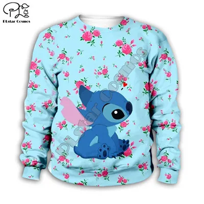 Blue Детская одежда; толстовки с капюшоном в стиле аниме kawaii Lilo Stitch 3d; толстовка для мальчиков с героями мультфильмов; стильная одежда на молнии-1 - Цвет: Blue