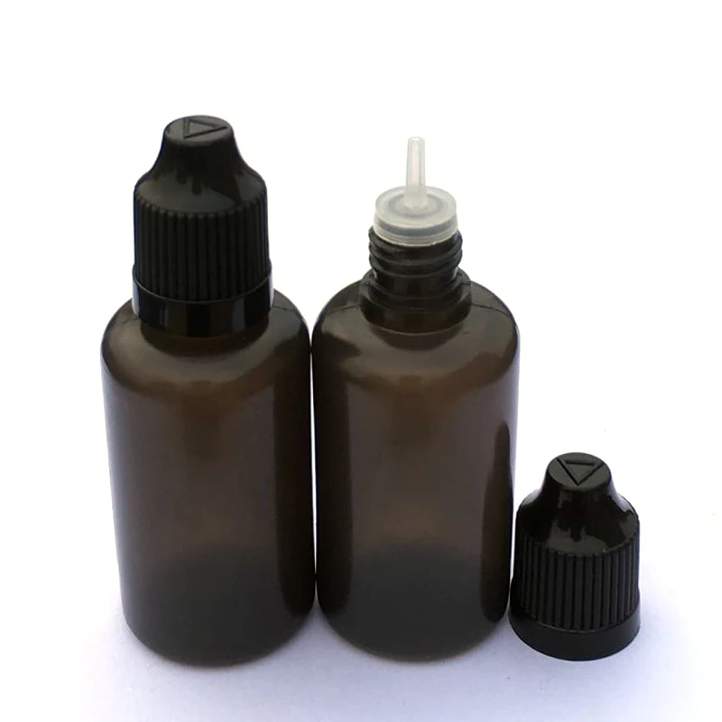 

5pcs Empty PE 30ml Dropper Bottle Soft Black Plastic Jar With Childproof Cap And Long Tip For Liquid Vial