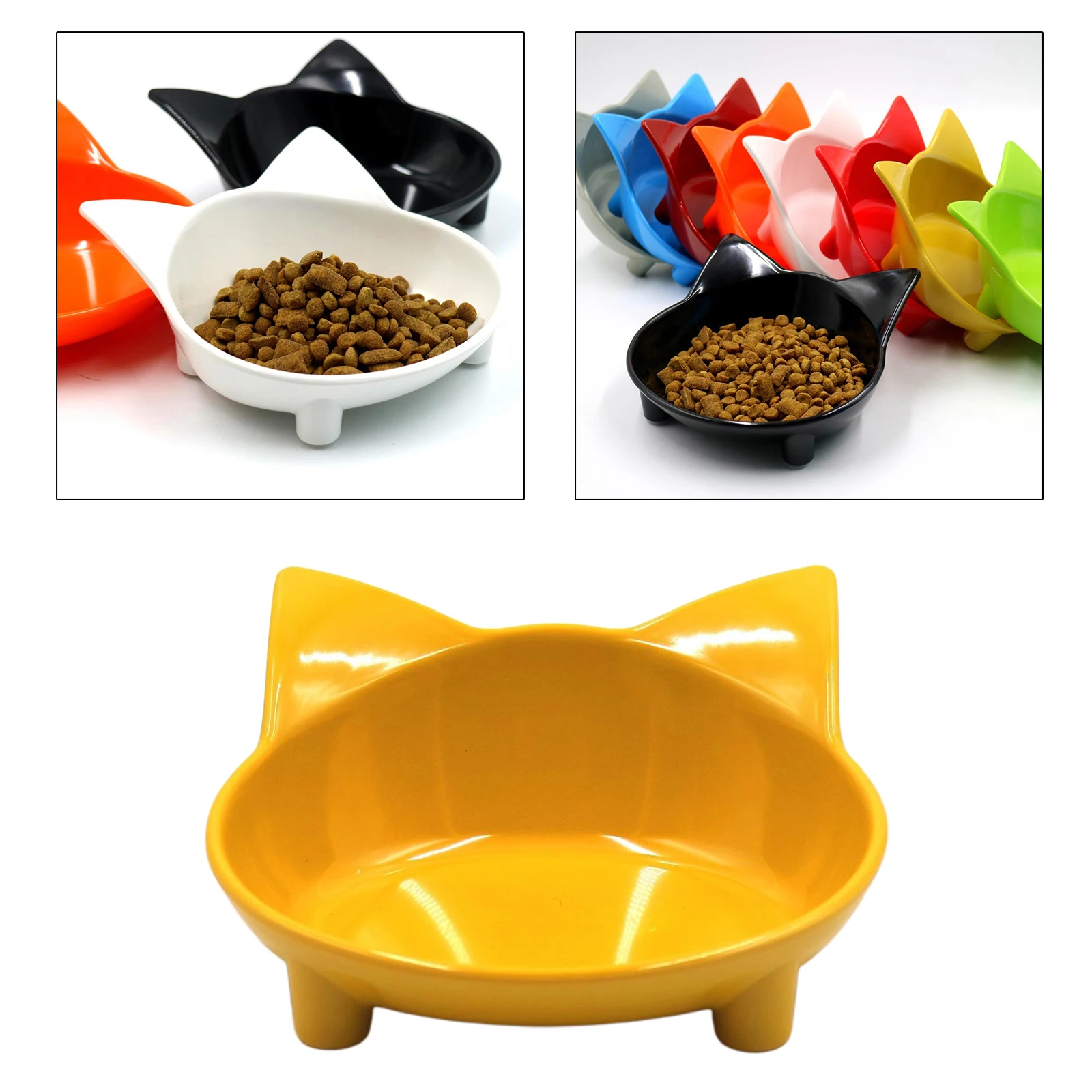 

Pet Cat Food Bowl Kitten Ears Food Water Bowl Non-slip Storage Feeder Dish Utensil