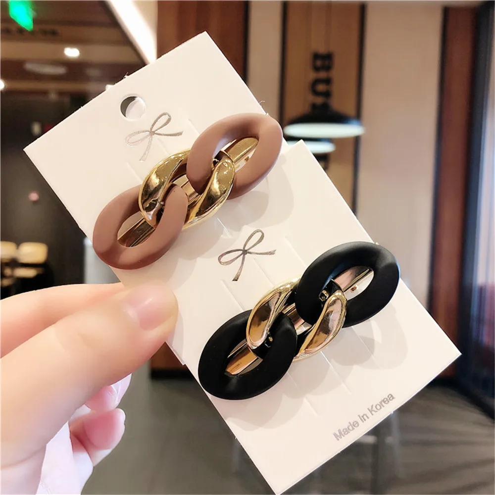 Винтажные корейские заколки для волос из акриловой смолы на цепочке французские