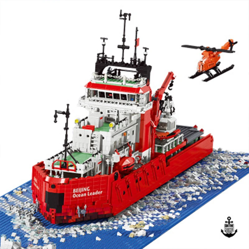 

2021 New Beijing Ocean Leader Icebreak 6000PCS Building Block Bricks Antarctic Research Ship Model Toys for Kids Christmas Gifts