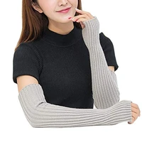 winter womens arm warmer knitted woolen arm sleeve solid color fine long knitted fingerless gloves simple female gloves mittens