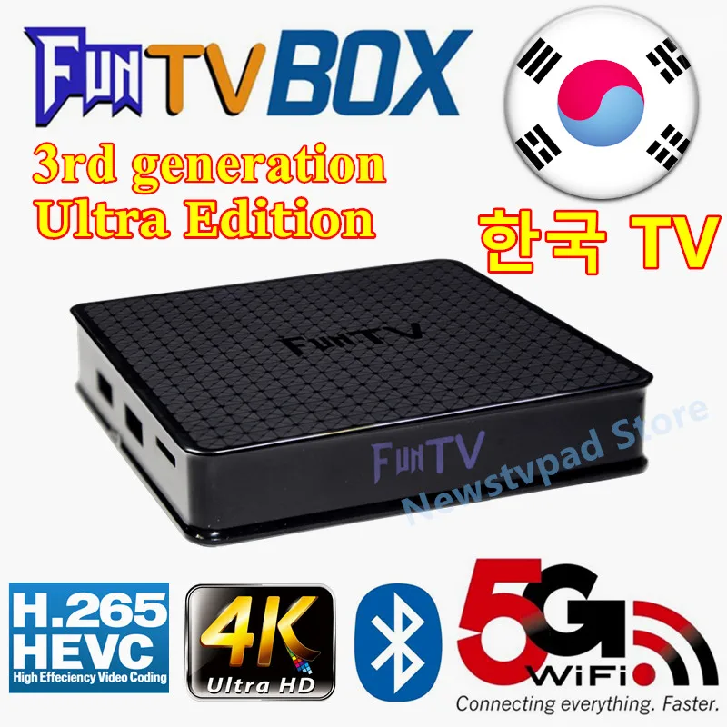 Funtv3 box Korean evpad UBOX tvpad корейский IPTV США встроенный wifi Android TV Box Бесплатные корейские прямые каналы потокового ТВ Pad 4 Корейская версия - Цвет: Funtv3 box Korean