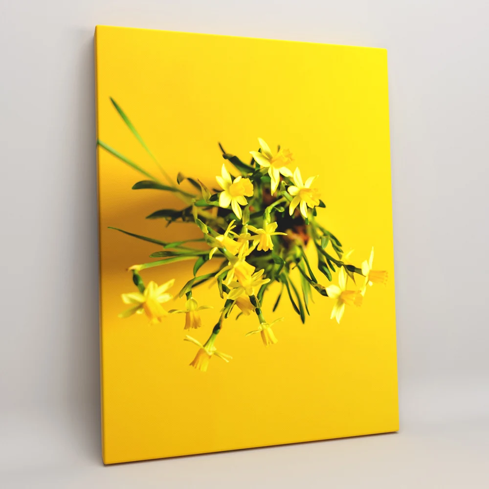 Постер на холсте декор для дома картина интерьера &quotЖелтые нарциссы&quot растения