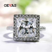 oevas 100 925 sterling silver 77mm square high carbon diamond rings for women sparkling wedding party fine jewelry wholesale