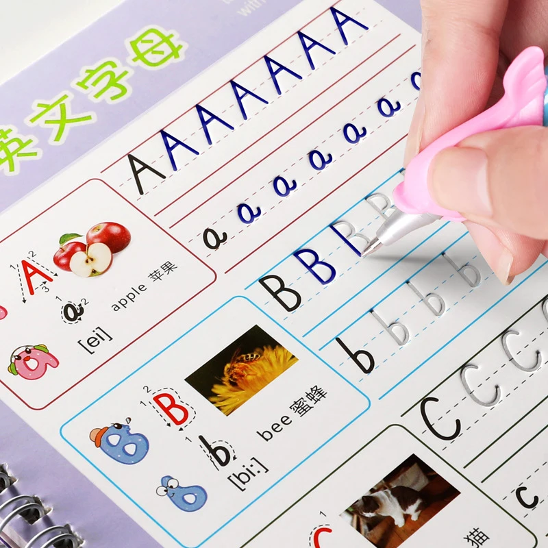 New Hot Reusable English Alphabet Copybook Drawing Toys Hand Writing Groove Auto Fades Educational Toys For Kids School Supplise