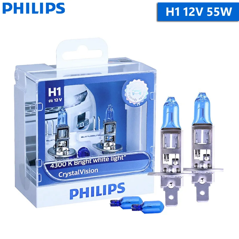 

Philips Crystal Vision H1 H4 H7 H11 HB2 HB3 HB4 9003 9005 9006 12V CV 4300K Ярко-белый автомобильный галогенный головной фонарь Автомобильная лампа (Twin)