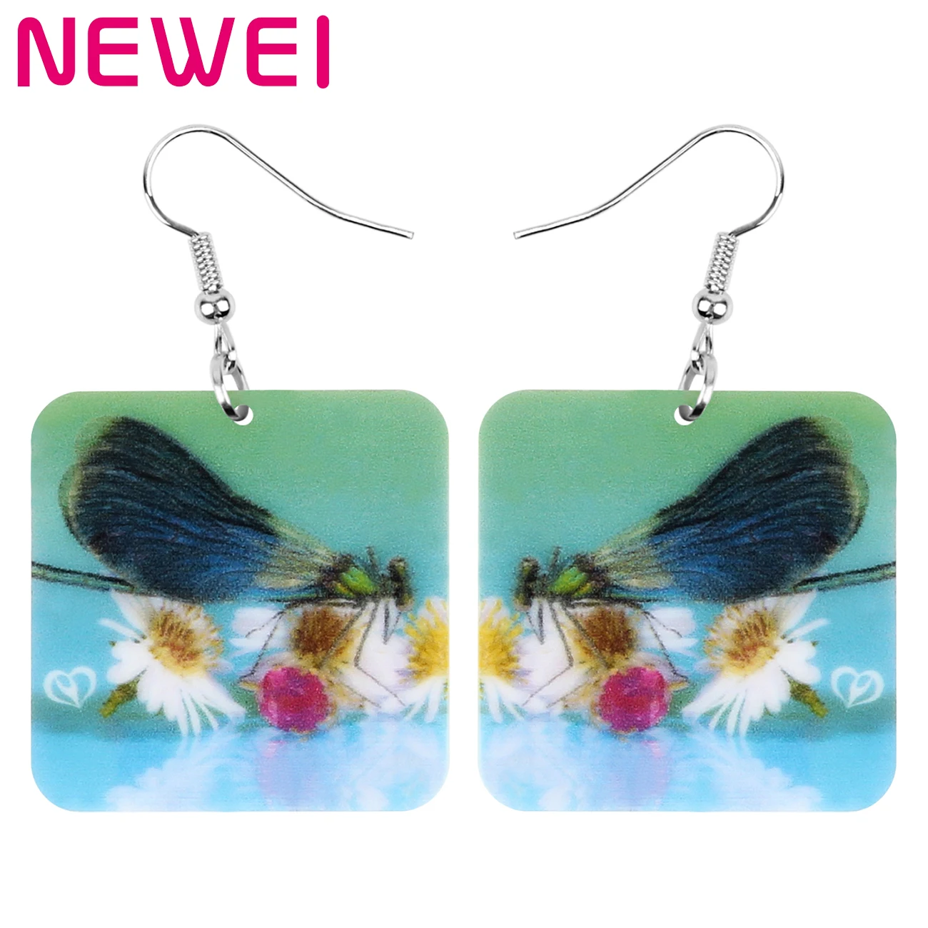 Newei акриловый квадратный Стрекоза серьги большие эстетические милые животные