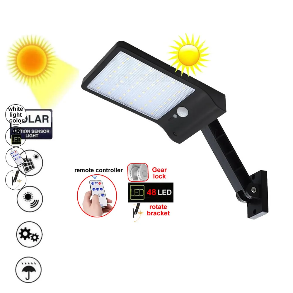 

48 LED Solar street Outdoor Garden Yard Waterproof Light Motion Sensor PIR Lamps spotlight fl PIR Motion Sensor