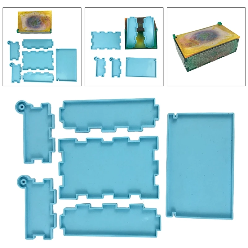 

1 Set Domino Storage Box Epoxy Resin Mold Container Silicone Mould DIY Crafts LX9E