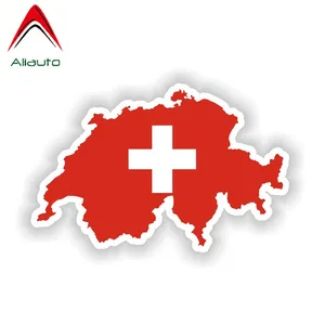 Прикольная наклейка для автомобиля Aliauto, Швейцария, карта, аксессуары с национальным флагами, наклейка из ПВХ, покрытие, царапины для Priora, Suzuki, Jimny, Skoda ,15 см * 10 см