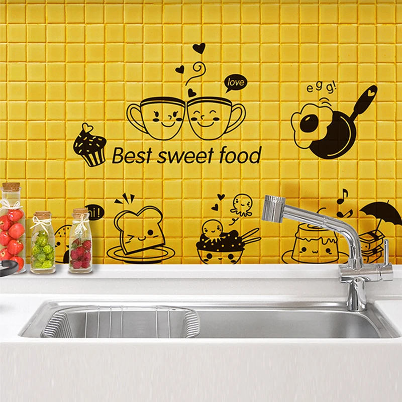 Съемные многоразовые обои милые пищевые настенные наклейки декор для столовой