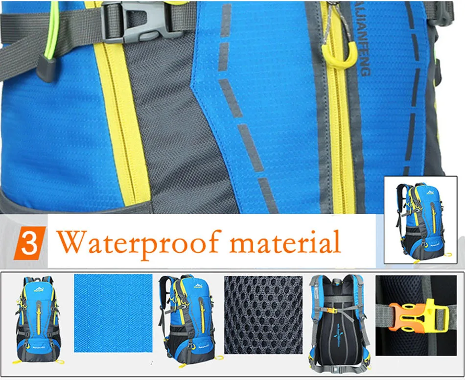 45L Men Women Climbing Travel Riding Sport Bag Water Resistant Rucksack Outdoor Camping Hiking Backpack Military Tactical Bags