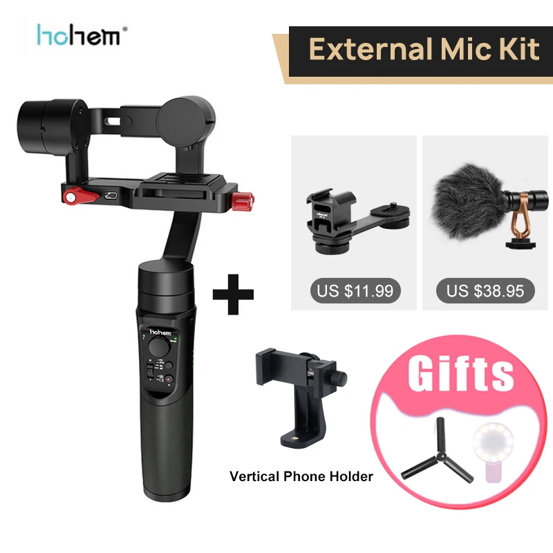 add Holder Mount Mic Hohem iSteady мульти 3-осевой ручной шарнирный стабилизатор для камеры для телефона Gopro hero 7 6 sony беззеркальных экшн Камера Pk M2 pro - Цвет: add Holder Mount Mic