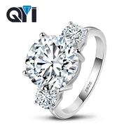 qyi luxury 925 solid silver 5 ct round cut simulated diamond engagement wedding rings women gift ring fashion jewelry