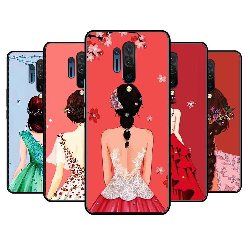 

Phone Case For OnePlus Nord 2 CE N100 N10 9R 9 8T Plus 8 7T 7 Pro 5G 6 6T 5T Beauty's Headdress Black Soft TPU Cover