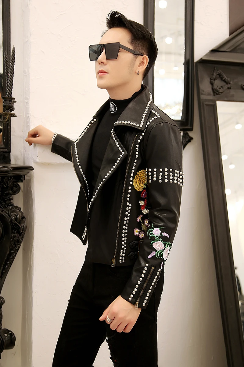 2019 черные кожаные куртки мужские бомберы PU повседневные Chaqueta De Cuero мото заклепки