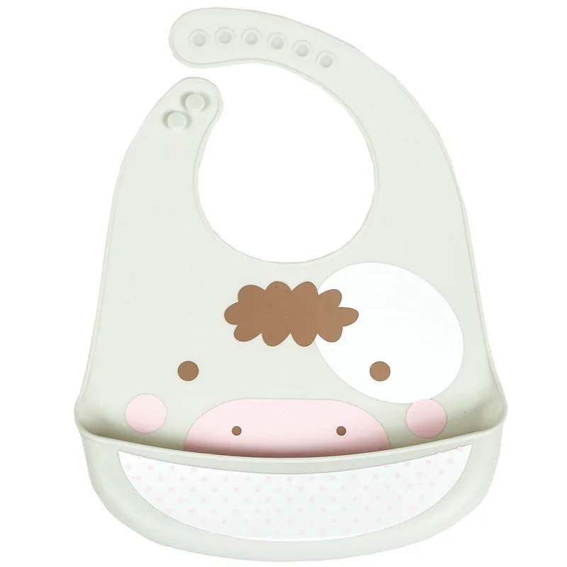 

Children's Eating Bib Waterproof Silicone Rice Pocket Baby Saliva Pocket Silicone Bib Cartoon Baby Collar Bib