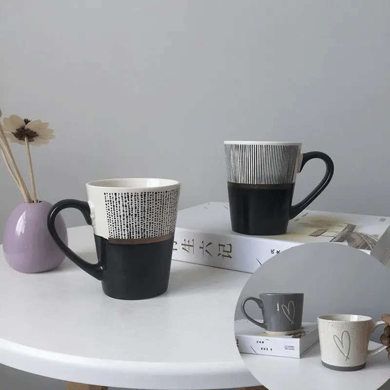 

High-value ins mug with lid spoon simple retro household slightly flawed water cup couple men's clearance ceramic cup