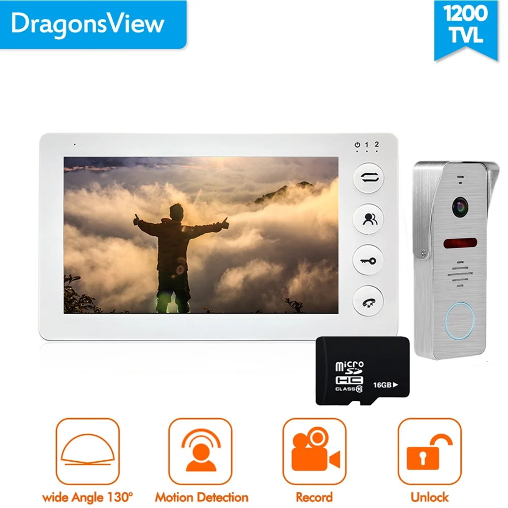 Dragonsview 7 дюймов видео домофон система записи обнаружения движения широкий угол дверной звонок с камерой водонепроницаемый чехол