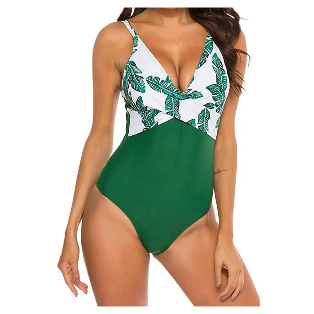 Женский купальник бикини с цветочным принтом Цельный пуш ап купальный