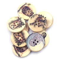 20pcs round 4 holes owl wooden sewing buttons diy clothes crafts scrapbook gift decoration making accessories 30mm