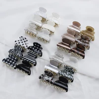 6pcs cute acrylic floral small crab hair claw clip women shiny leopard acetate barrette clamp simple hair accessories set