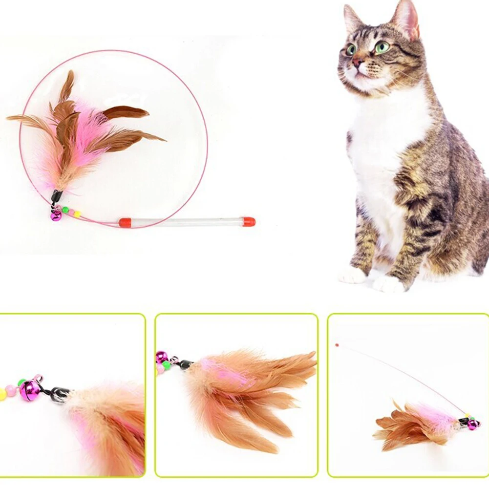 

5PCS Cat Toys Feather Replacement Head Interactive Play Pet Refill Feather Wand Cat Training Products B4C4