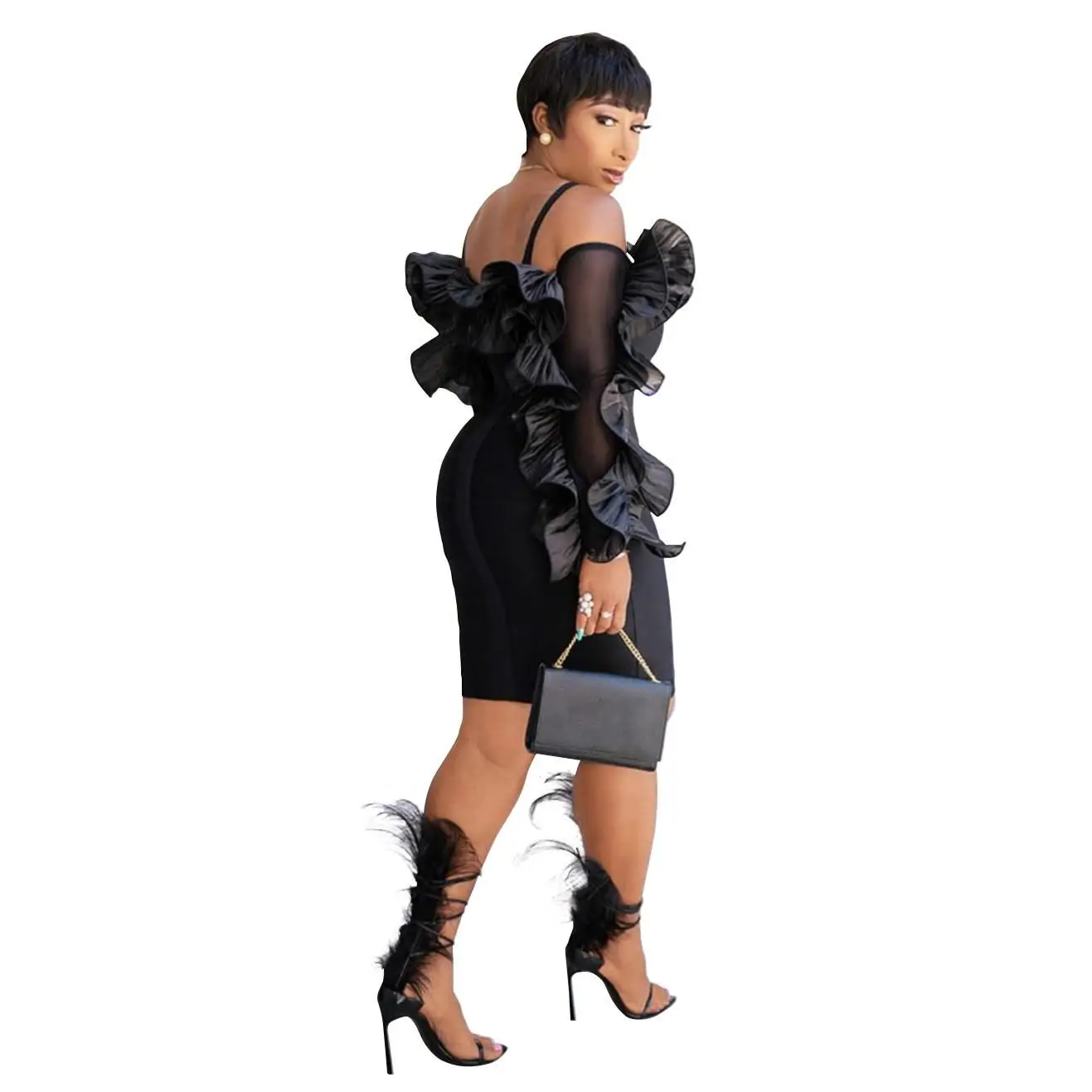 Сексуальное мини платье карандаш с вырезом лодочкой женское облегающее длинным