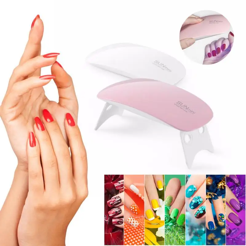 

6W Nail Dryer LED UV Lamp Mini Portable USB Gel Varnish Curing Machine Nail Art Tools White Pink LED Nail Lamps For Home