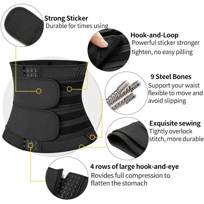 Женский тренировочный корсет неопреновый с регулируемыми двойными лямками пояс