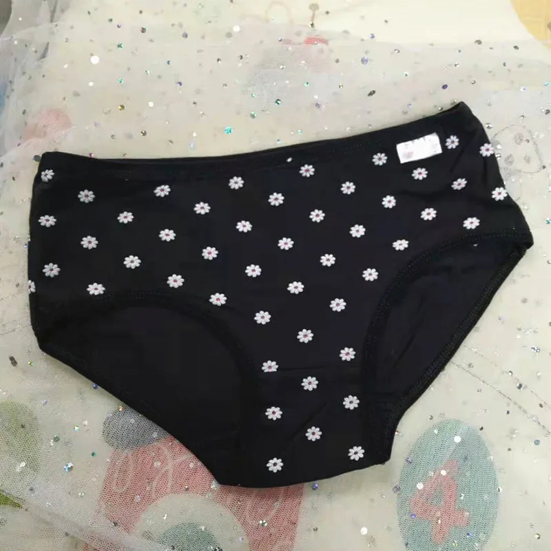 

Lace Bow Black Cotton Panties Young Ladies Cute Sweet Briefs Panties Set Color Block Women Underwear