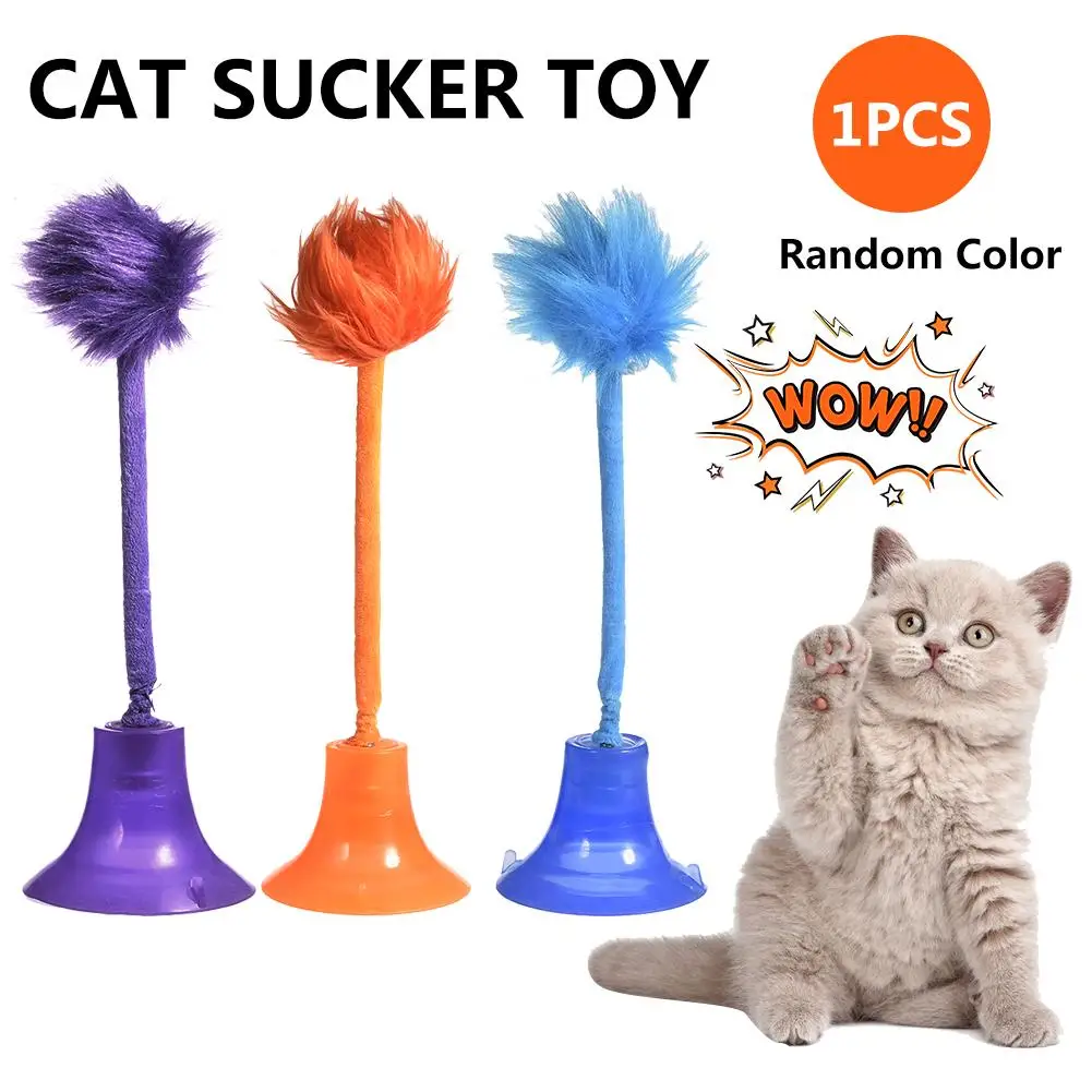 Игрушка присоска для кошек игрушки плюшевый мяч забавный кот палочка перо