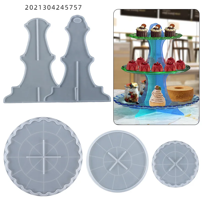 

DIY Crystal Epoxy Mold Three-layer Fruit Plate Cake Stand Dessert Tray Silicone Mold Resin Casting Mold