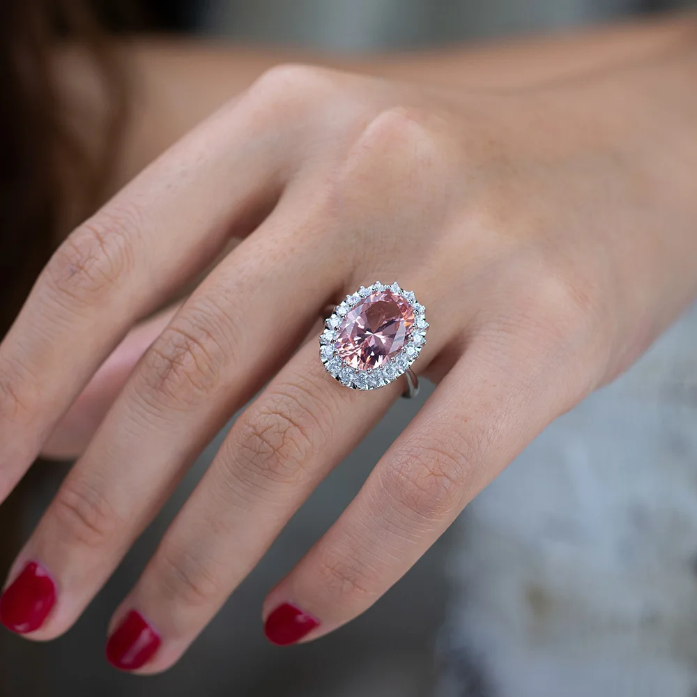 Настоящее кольцо из серебра 925 пробы драгоценный камень Moissanite бриллианты аметист