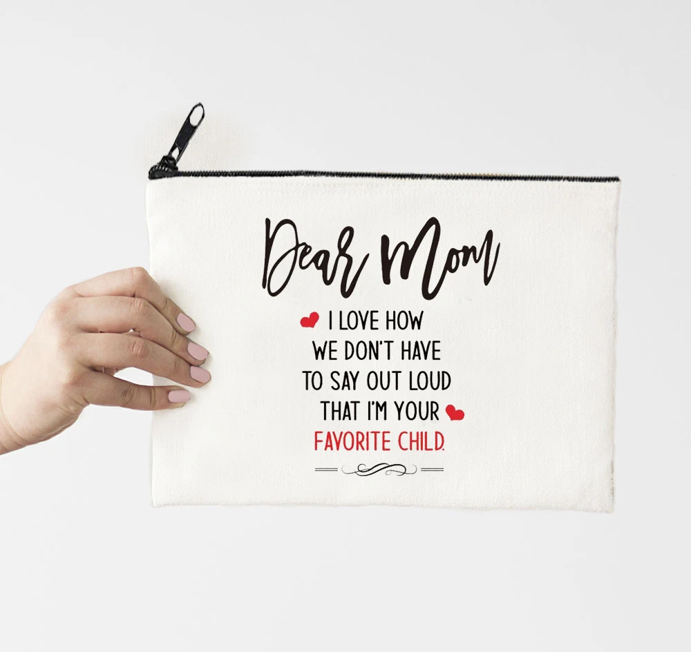 

Косметичка для макияжа Dear Mom, модный Органайзер на молнии для хранения косметики, с надписью на заказ