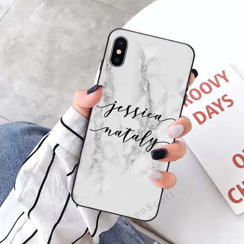 

GREY MARBLE INITIALS NAME Phone Cases for iPhone 11 12 mini pro XS MAX 8 7 6 6S Plus X 5S SE 2020 XR