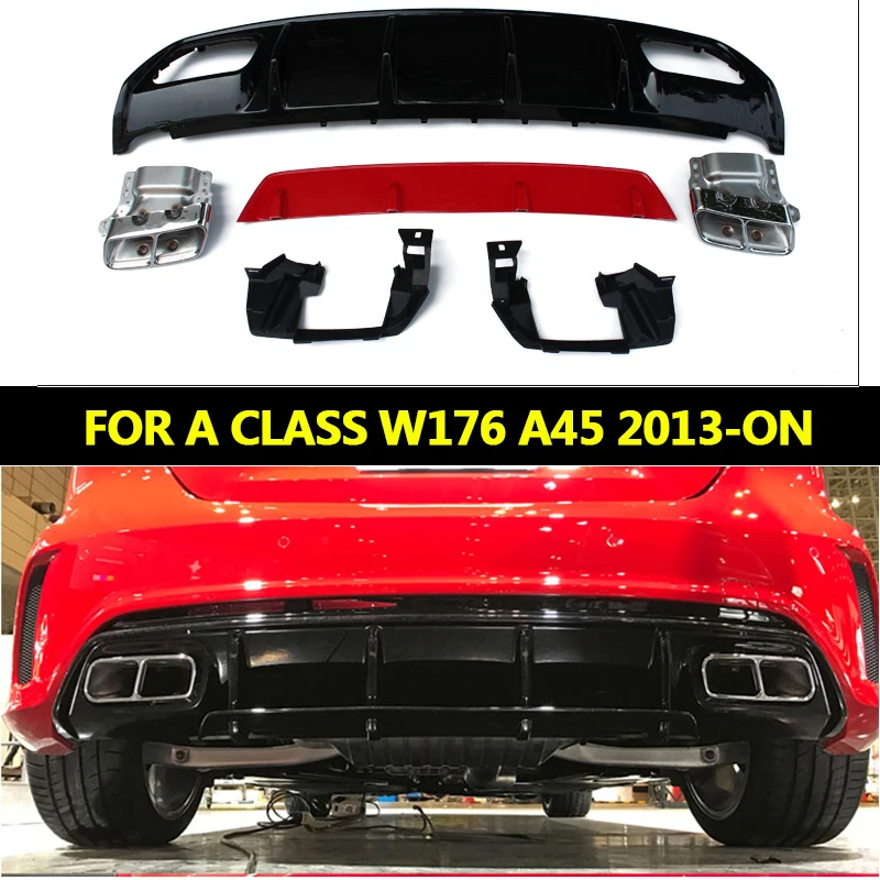 Задний бампер подходит для benz W176 Sport Edition A180 A200 2013 2019 A45 style Diffuser + наконечник из