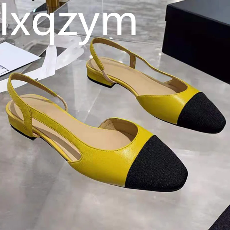 

Сандалии женские из натуральной кожи, босоножки на низком каблуке, с ремешком на пятке, круглый носок, без застежки, элегантные, с прострочко...